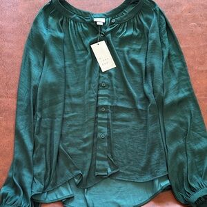 A New Day Emerald Button-Up Blouse